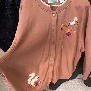 Charming Squirrel Embroidered Cardigan
